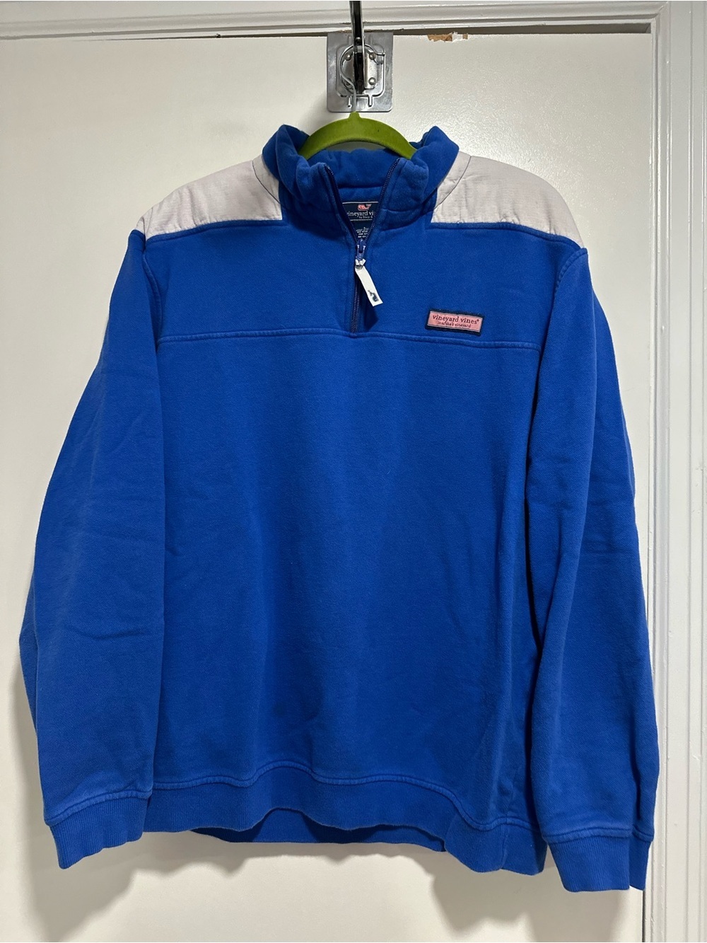 Vineyard Vines 1/4 Zip Riverfront Sz:L Colorblock SweatshirtPullover Blue/White